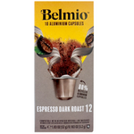Belmio Espresso Dark Roast capsules, 10-pack, showcasing rich, dark coffee capsules for espresso drinks.