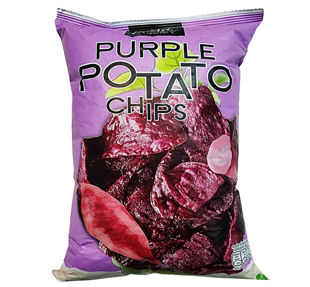 Anna Purple Potato Chips, crunchy purple snack with vibrant color and crispy texture, part of Anna confectionery snacks.