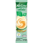 Nesvita Instant Cereal Drink Original in a glass mug, showing the creamy cereal beverage with a spoon on a white background.