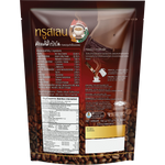 Truslen instant coffee mix powder in a glass mug, showing a rich, brewed coffee drink with a creamy froth on top.