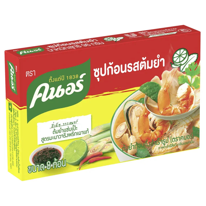 Knorr Cube Tomyam 96g, dry grocery product, showing a close-up of the flavorful Thai-style seasoning cube.