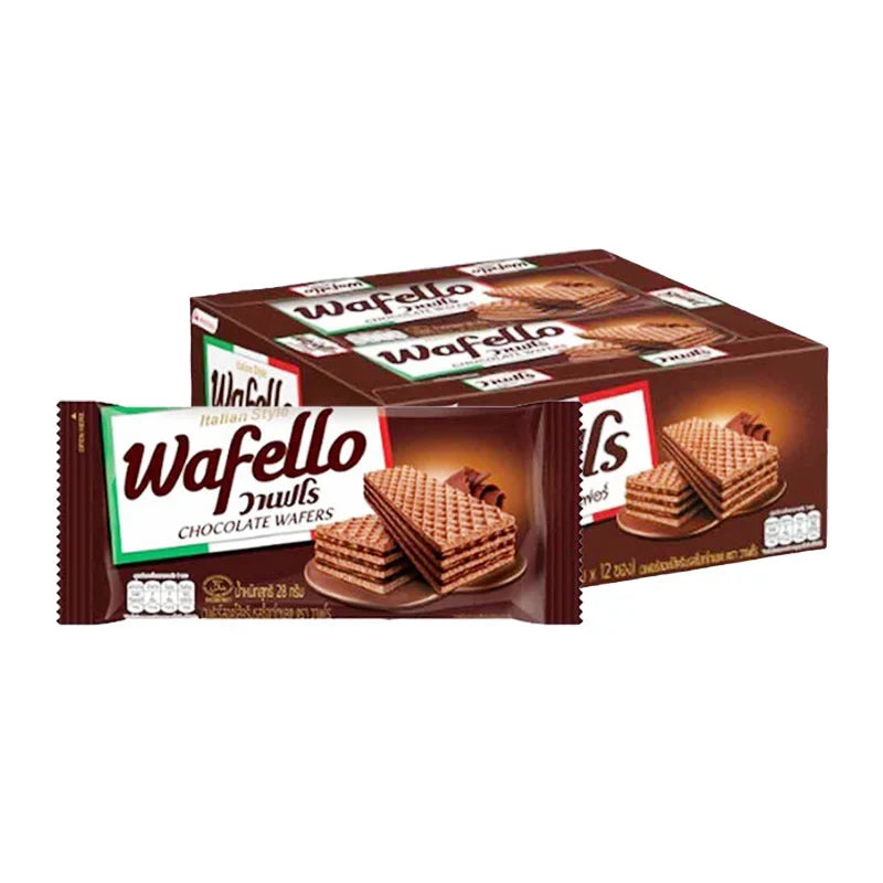 Wafello Wafer Chocolate 35g, a crispy chocolate wafer snack from the WAFELLO brand, displayed in a pack.