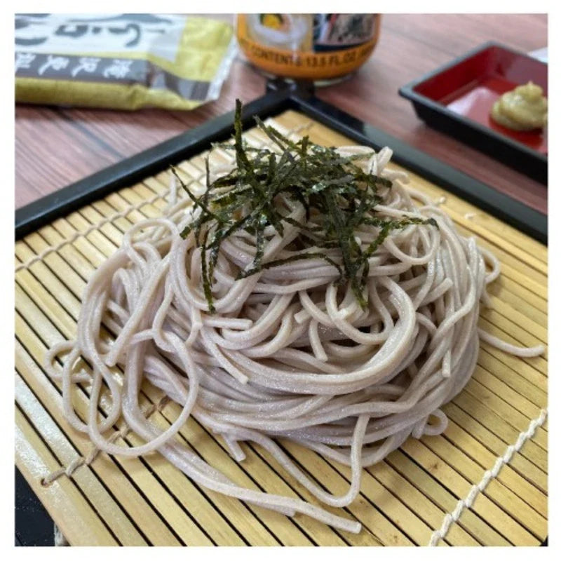 Nisshin Takazawa Sarashima Shinshu Soba dry Japanese buckwheat noodles in 230g package, ready for cooking or serving.