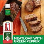 Kraft Heinz A1 Steak Sauce with tomato puree in a bottle, ideal for enhancing grilled meats and beef dishes.