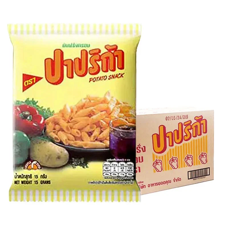 Paprika Potato Snack by PAPRIKA, 13g pack, crispy dried snack with paprika flavor, displayed in a colorful snack package.