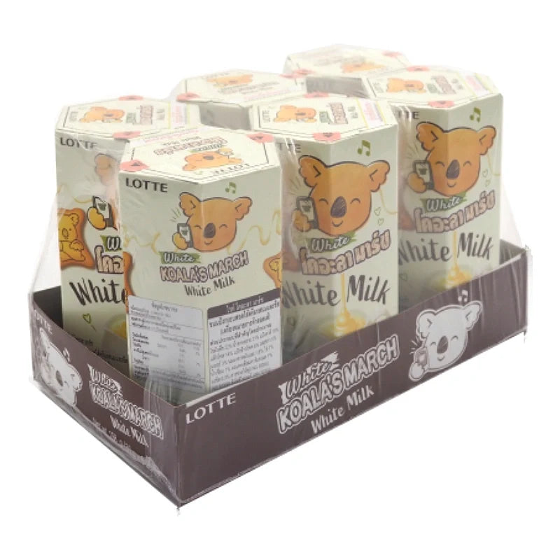 Koalas March white milk cream and cheese biscuits, snack pack of 6, in colorful packaging featuring koala characters.