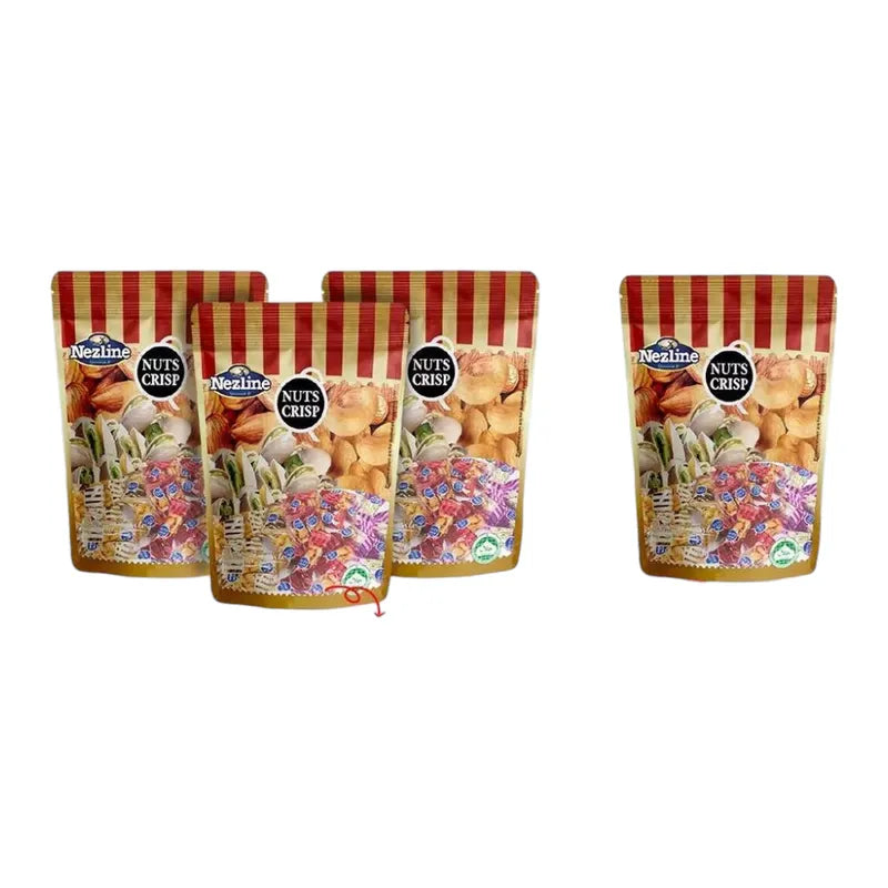 Nezline Tubtab peanut snack with almond, pistachio, and cashew nuts in a clear container, showcasing mixed nut pieces.