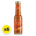Roza Chili Sauce 200g pack, dry grocery item, with vibrant red chili peppers and thick sauce texture in a clear jar