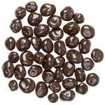 Sunridge Farms dark chocolate raisins in a clear bowl, showing glossy raisins coated with rich dark chocolate.