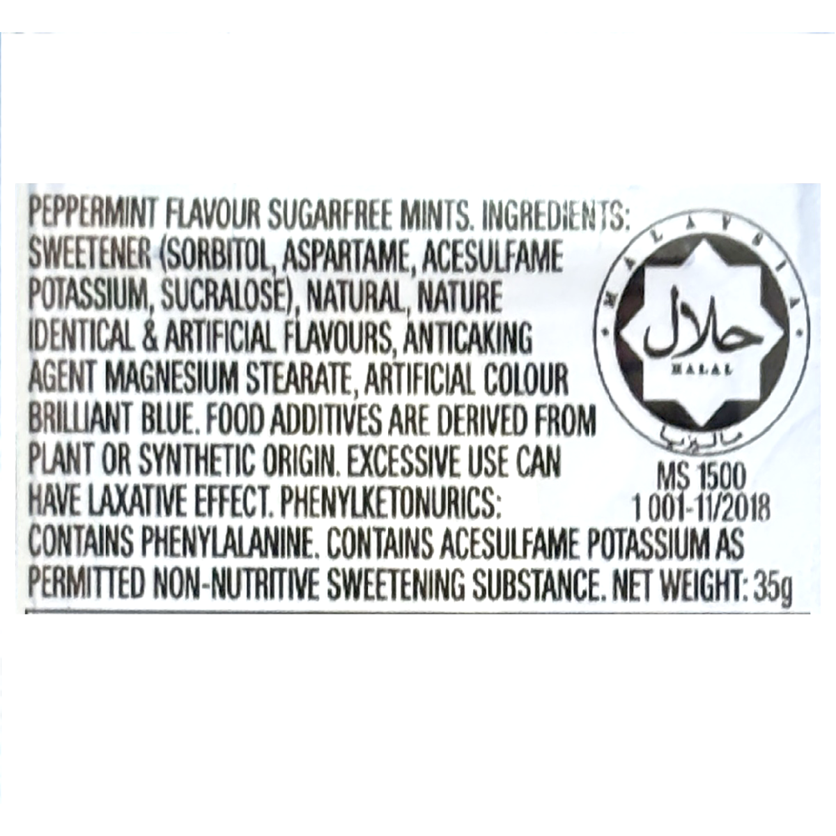 Wrigleys Eclipse Sugarfree Mints with peppermint flavor, featuring a close-up of the package showing the mints inside.
