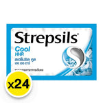 Box of Strepsils Throat Lozenges Cool HHR by Strepsils, showing 24 lozenges inside the packaging.