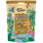 Nut Walker Butter Toffee Macadamias, confectionery snack with crunchy toffee-coated macadamias in a clear bowl.