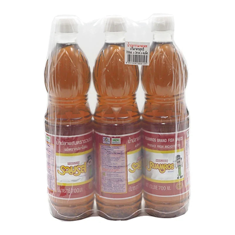 Ruamros Mix Fish Sauce bottles, 700ml each, in a set of three, ideal for Asian cooking and flavorful dishes.