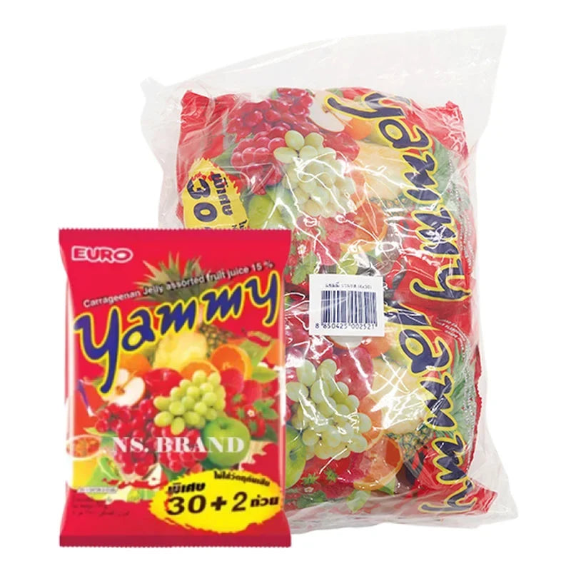 Yammy Jelly Cup 30-pack of snack-sized confectionery cups from YAMMY, featuring colorful jelly treats in individual cups.