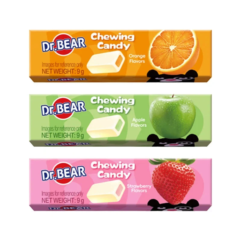Assorted fruity soft candies from DR.BEAR in a 900g pack, featuring colorful, chewy confectionery pieces for snacking.