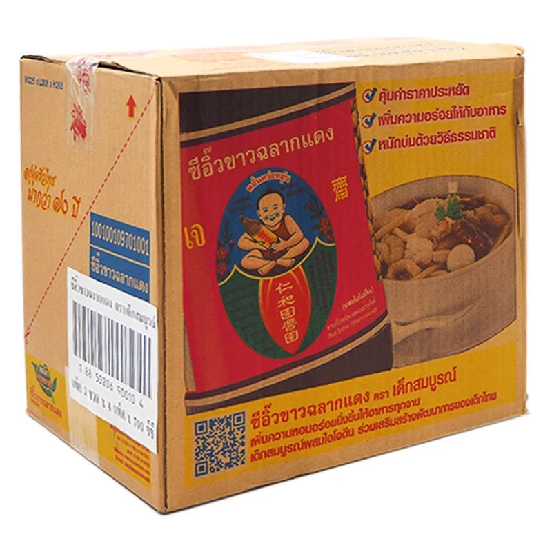 Healthyboy DEK SOM Boon Soy Sauce Red Label 700ml bottle, traditional Asian soy sauce for cooking and seasoning.