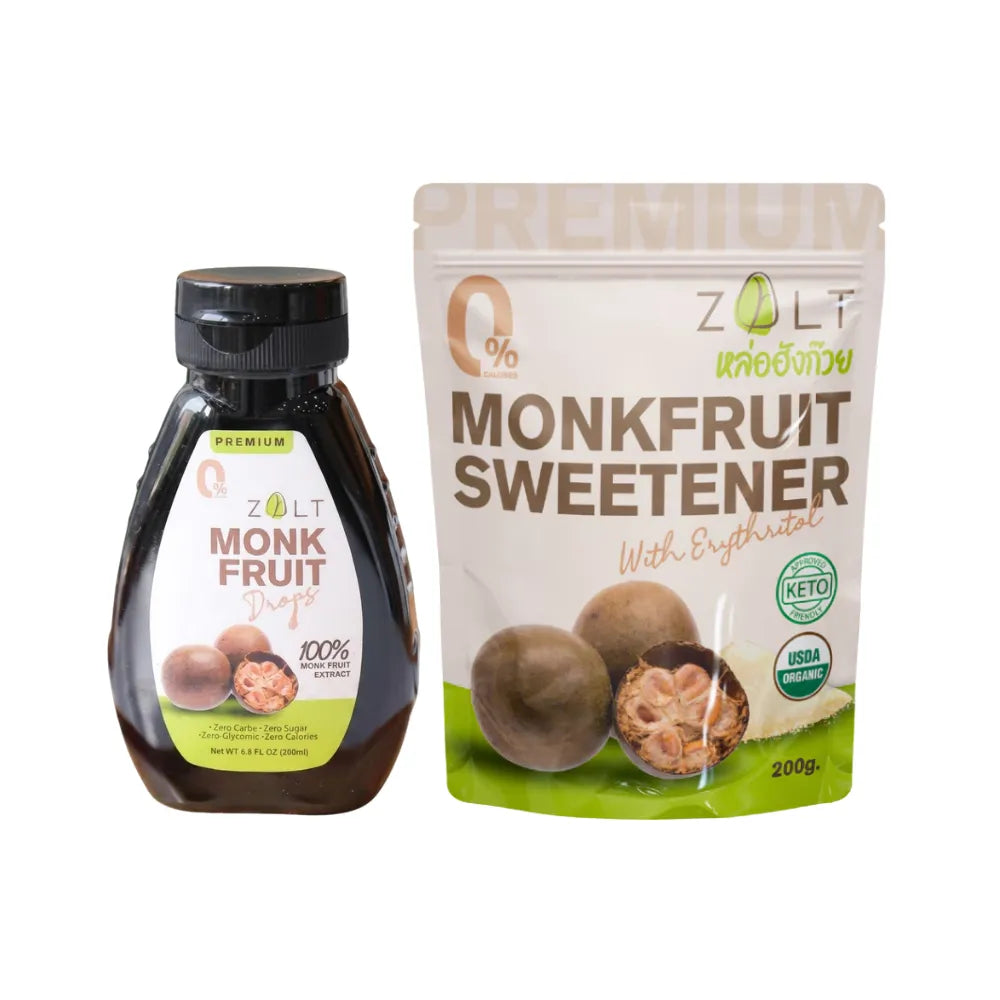 Zalt Luo Han Guo sugar in dry grocery packaging with certification label, highlighting natural sweetener from Zalt brand.