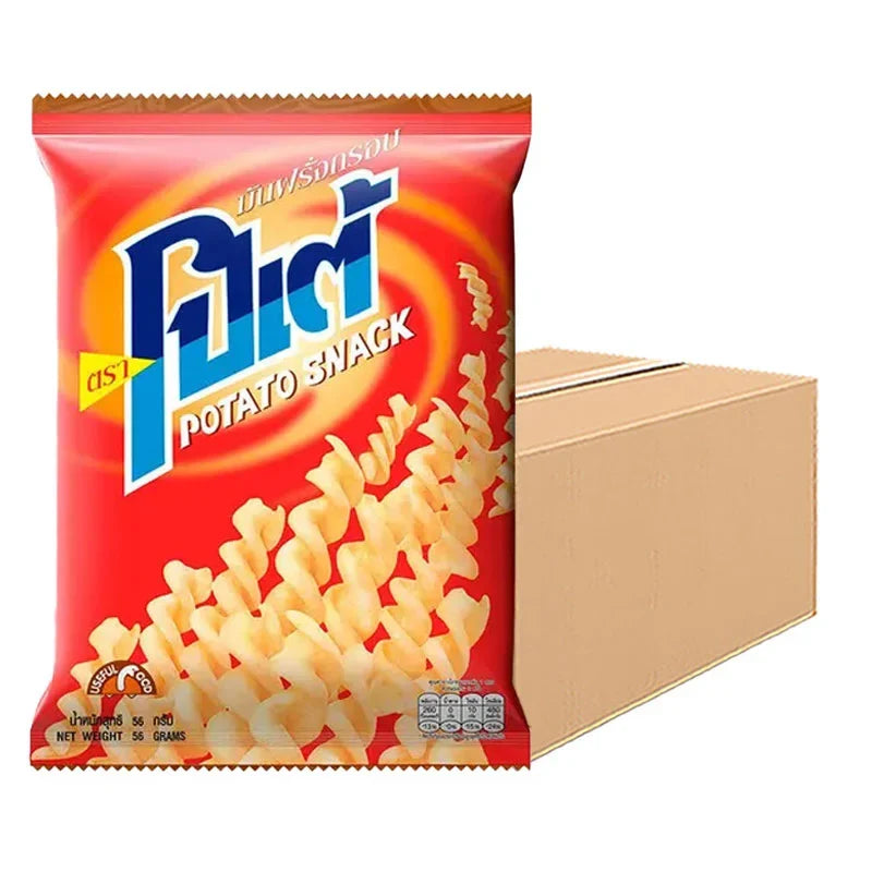 Potae Pote Potato Snacks by POTAE in colorful packaging, crispy potato snack, dry grocery snack confectionery product.