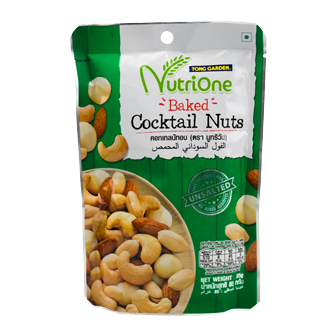 Tong Garden Nutrione Cocktail Baked confectionery snacks in a colorful package, showcasing the snack pieces inside.
