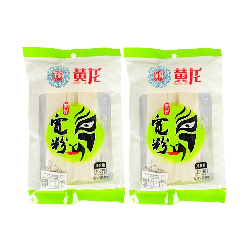 Huang Long Potato Noodles Big 200g x2 package, dry grocery product with clear packaging and noodle illustrations.