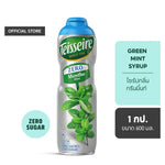 Teisseire Green Mint flavored syrup in a 600ml bottle, sugar-free, ideal for adding fresh mint flavor to beverages.