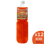 J-LEK three-flavor fish sauce bottles, 550g each, in clear glass bottles for dry grocery use.