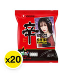 Nongshim Shin Ramyun dry noodle soup pack, 120g x20, Korean instant ramen with spicy broth and seasoned noodles.