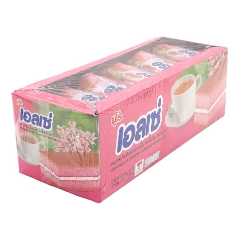 Ellse Strawberry Layer Cake snack, 15g, dry grocery confectionery with layered strawberry flavor and textured appearance.