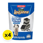 LAUSANNE Lausanne wafer filled with cookies and cream, 60g x4, dry grocery snack with creamy filling and crispy wafer layers.