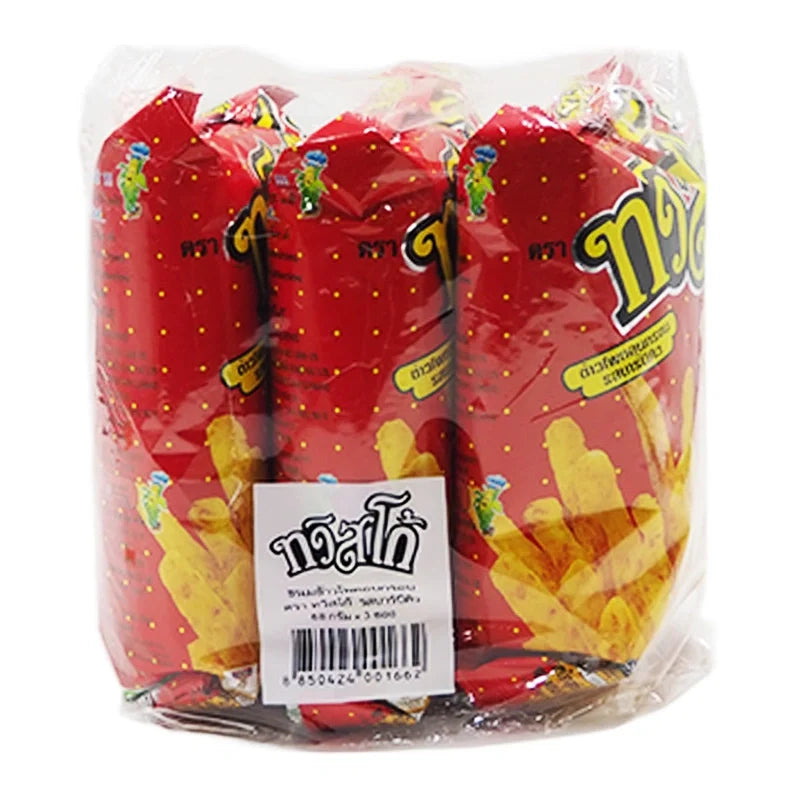 Twistko BBQ corn snack in 68g packs, featuring crispy, seasoned corn snacks from TWISTKO in a colorful package.
