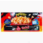 Pop Secret Extra Hot Korean Style flavored confectionery snack in colorful packaging, showcasing spicy snack pieces.