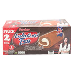 Fershay cake roll filled with cream and chocolate flavor, 20g per piece, shown in a box of 12 individual snack packs.