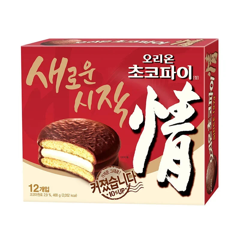 Orion Choco Pie 468g snack box with layered chocolate and marshmallow filling, perfect for sweet treats and snacks