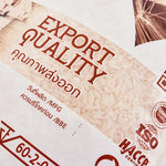 Buachomphoo RD 43 rice in a 5kg bag, dry grocery product with white rice grains in a clear bag, brand label visible.