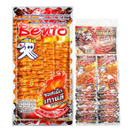 BENTO Bento Squid Seafood Snack in spicy Korean sauce, 4g packet, dry snack confectionery with dried squid and flavorful seasoning.
