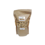 Raw organic cashews from Radiance Wholefoods, packed in a clear resealable bag, perfect for snacking or baking.