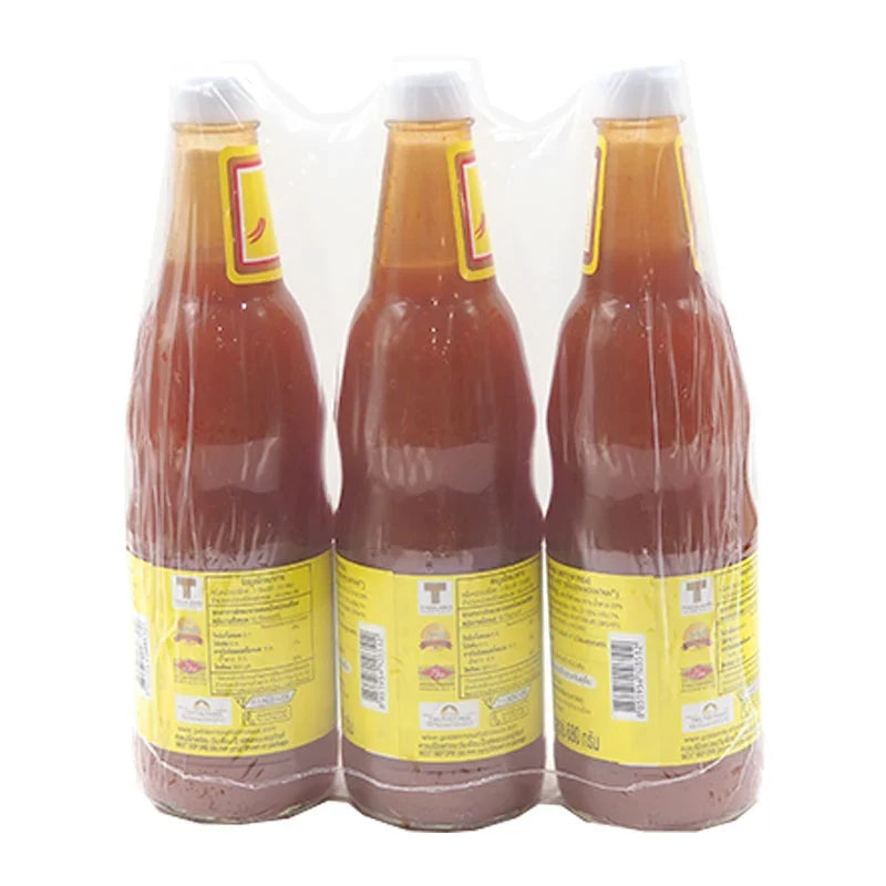 Golden Mountain Chili Sauce in three 680g bottles, rich and flavorful dry grocery condiment for Asian cuisine.