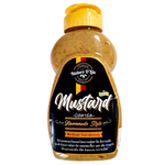 Nature D'Lite Medium Hot Mustard jar showing label and mustard inside, ideal for adding spicy flavor to sandwiches and recipes.