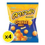Carada Cheese Ball snack pack with four 60g bags, dry grocery snack featuring cheese flavor from the CARADA brand.