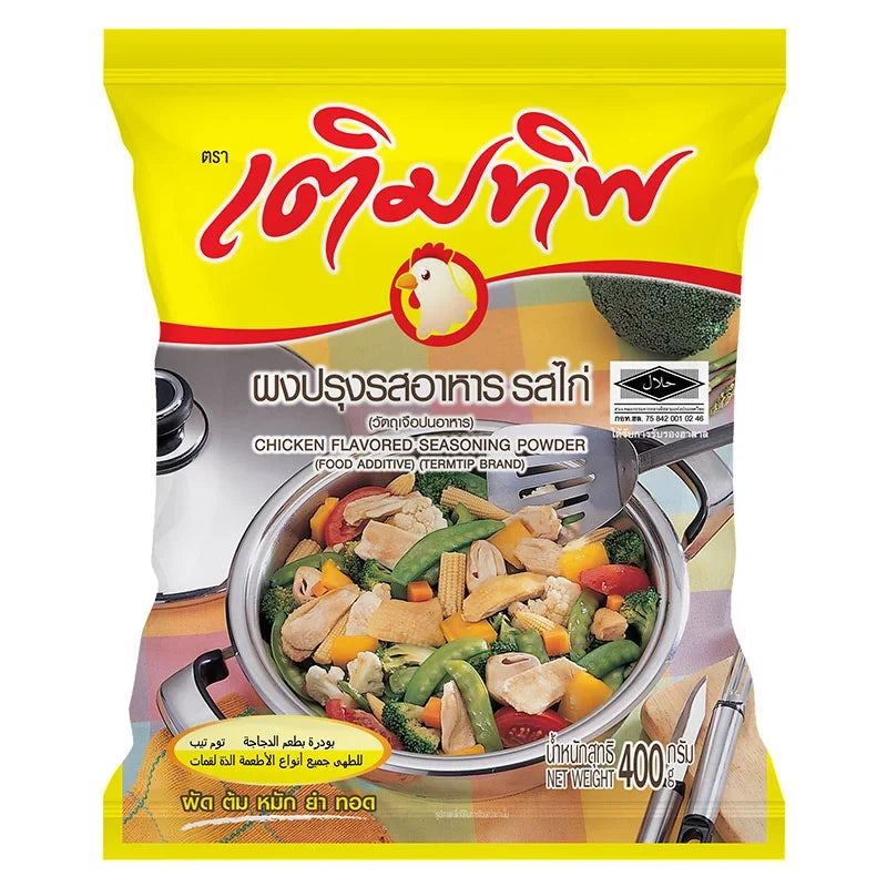 Termtip Chicken Flavored Seasoning Powder in 400g packaging, dry grocery seasoning for enhancing chicken dishes
