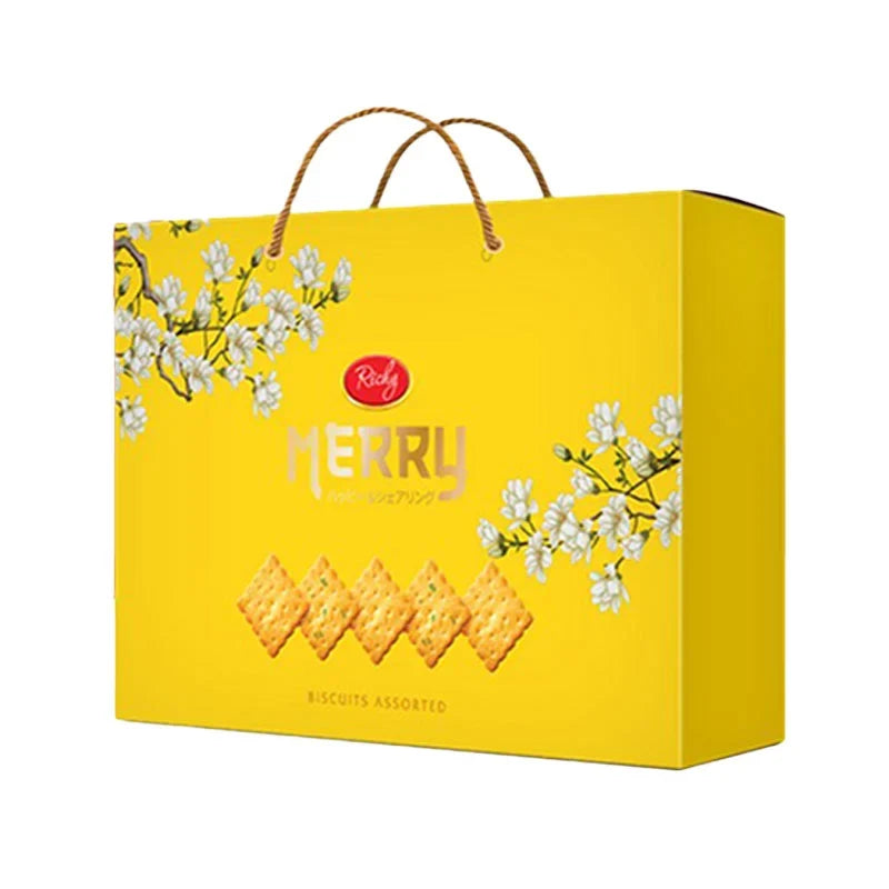RICHY Richy Merry Biscuit assorted dry snacks, 412g, featuring a variety of colorful biscuits and confectionery treats in a package.