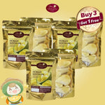 SRIWANNA Premium Crispy Durian snack in 100g package, dry grocery product, showing the crispy durian pieces in the image.