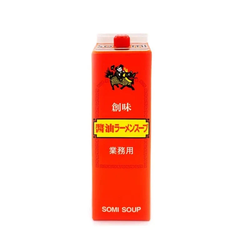 Somi Tokyu-Style Shoyu Ramen Soup Concentrated Light Oil in a clear bottle, used for enhancing ramen broth flavor.