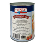 Canned Brook Diced Tomatoes in Juice, 565g, showing bright red diced tomatoes in clear juice in a metal can