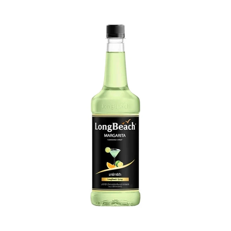 LongBeach Margarita Syrup bottle from dry grocery section, showing the product label and packaging.