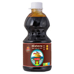 NGUAN CHIANG Sweet Dark Soy Sauce 2.7kg bottle for cooking, showcasing the dark, rich liquid in a clear container.