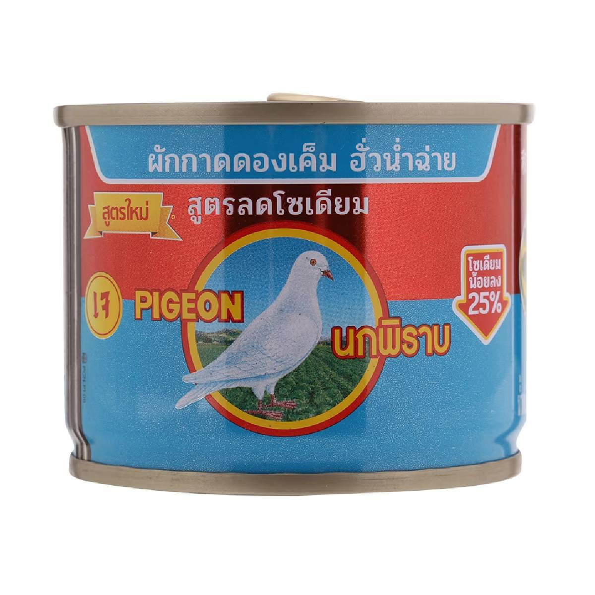 Pigeon Pickled Cabbage Reduced Salt in a jar, showcasing fresh, crunchy pickled cabbage with a label, ideal for salads and side dishes.