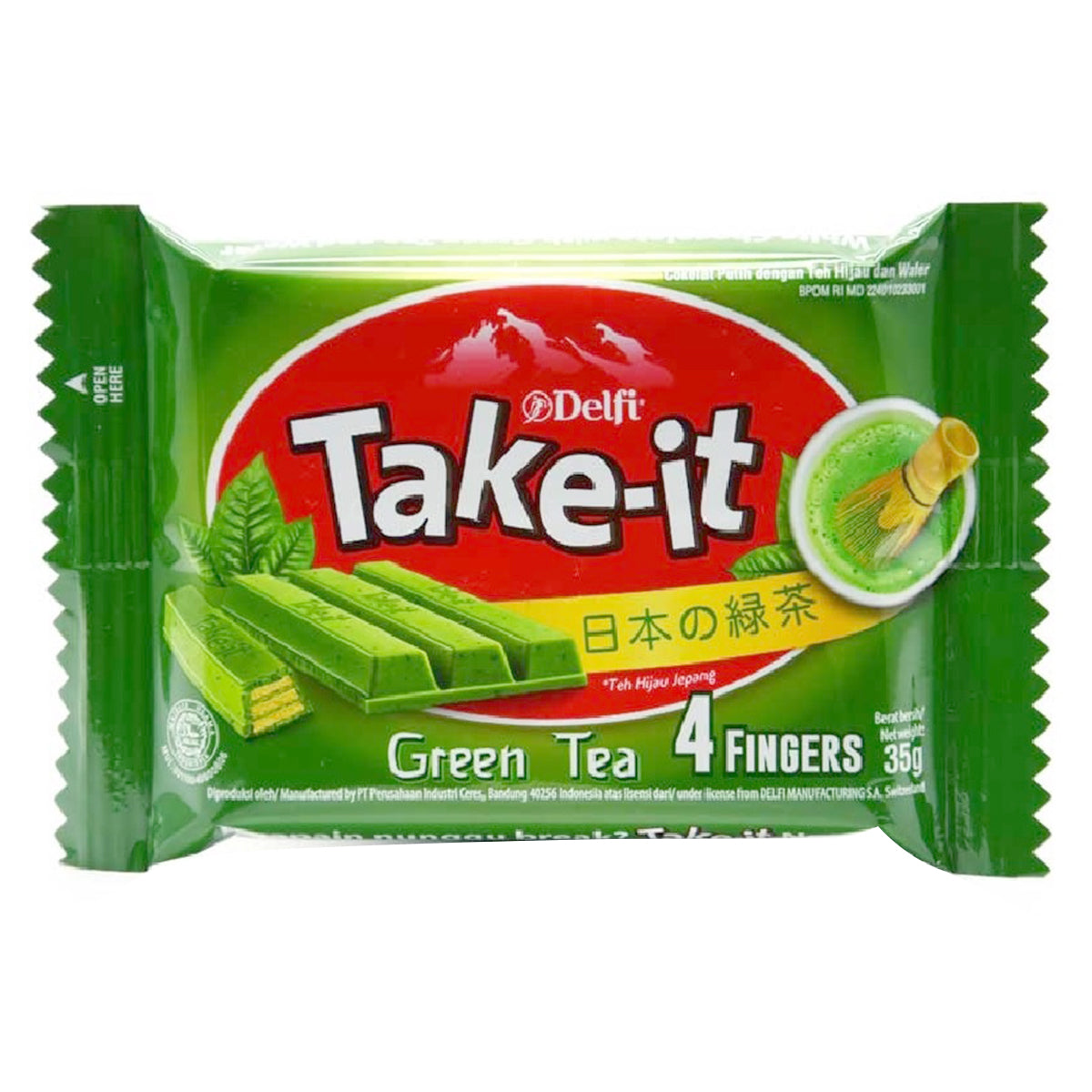 Belfi Take-It Green Tea confectionery snacks in colorful packaging, showcasing the green tea flavored treats.