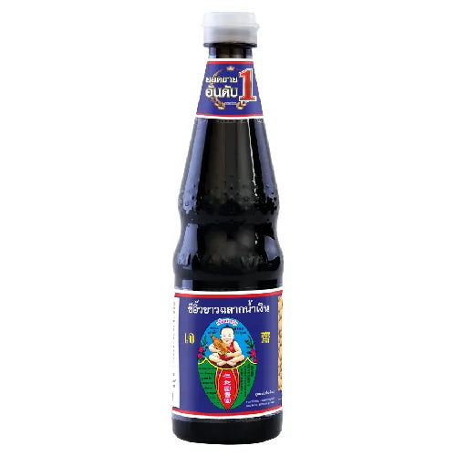 Deksomboon Thin Soy Sauce 700ml bottle, clear liquid in a plastic bottle, used for cooking and seasoning in Asian cuisine.