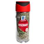 Fresh McCormick rosemary in a glass jar, showing vibrant green sprigs for culinary use and seasoning.